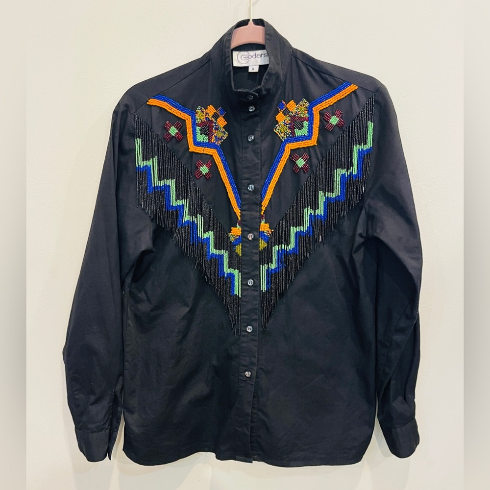 Vintage Beaded Bling Western Cowgirl Shirt by Cedars